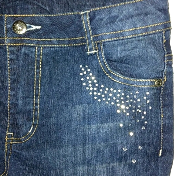 GUC Girls FADED GLORY Studded/Bedazzled Dark Wash Skinny Straight Jeans~Sz 14 1 - Picture 9 of 13